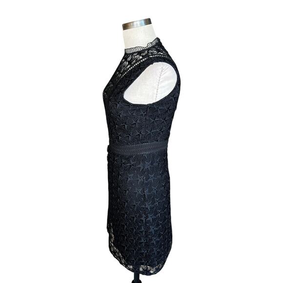 SAM EDELMAN Black Star Lace Mesh Sheath Mini Dress WOmen's Size 4 Cut Out - Picture 2 of 9